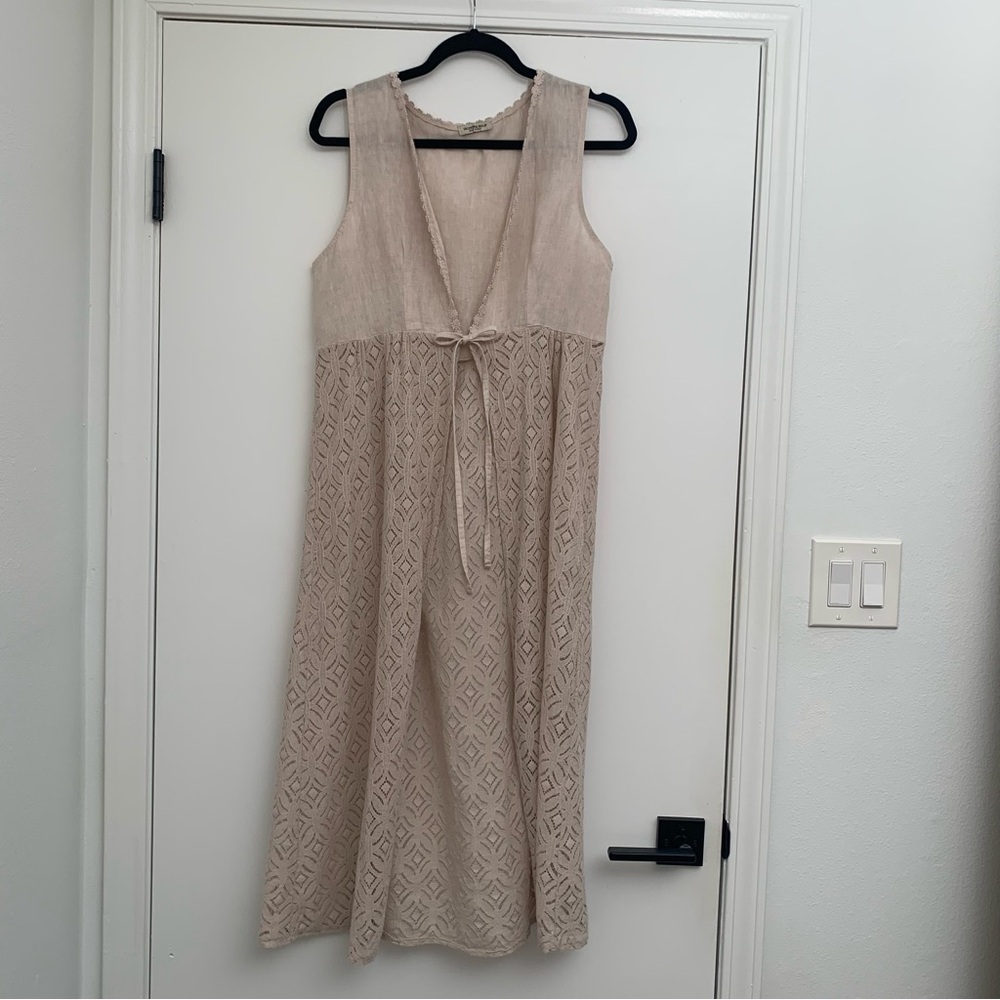 Italian Made Linen Duster by Valentina Naldi One Size Fits Most Floral Lace